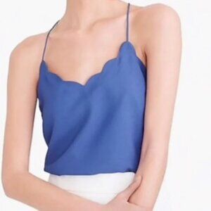 J.Crew Factory Scalloped Racerback Cami Top Bouse Blue Women’s Size 6